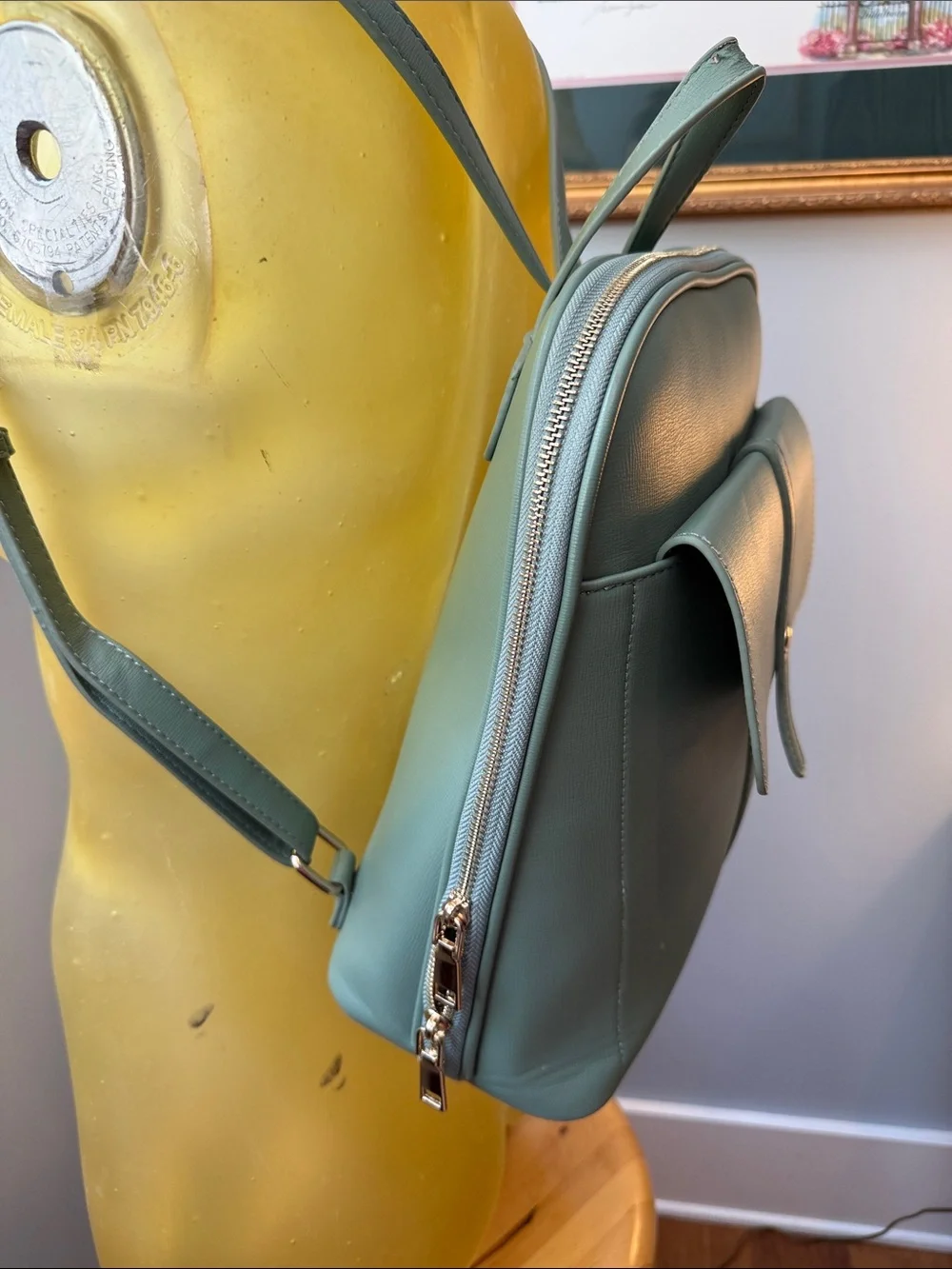 Miztique Sage Green Faux Leather Backpack